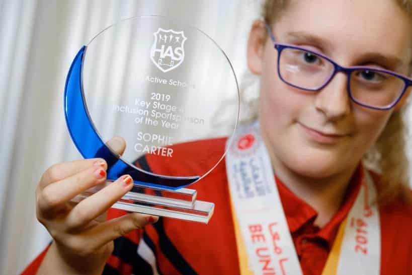 Sophie Carter with Inclusion Sportsperson of the Year 2019 Award